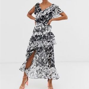 Black & white midi tea dress